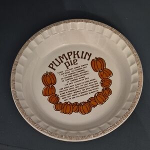 Pumpkin Pie Recipe Plate with Orange Design
